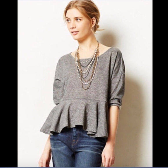 Anthropologie Tops - Anthro Saturday Sunday Peplum Sweatshirt Blouse